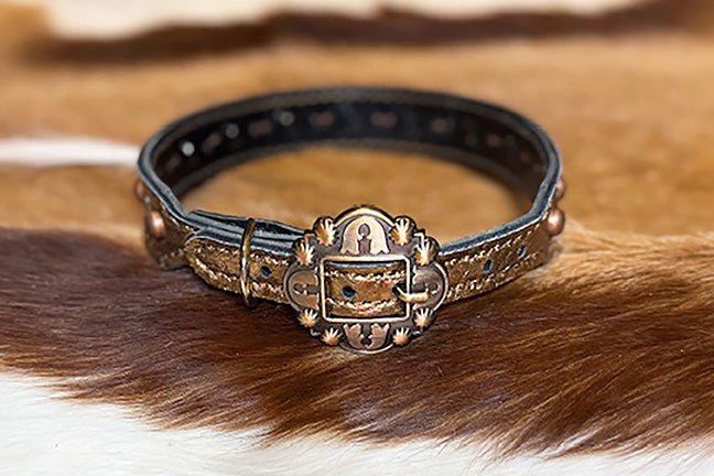 BRONZE STUDDED LEATHER DOG COLLAR - Gypsy Jewels By TimberBRONZE STUDDED LEATHER DOG COLLARGypsy Jewels By TimberGypsy Jewels By TimberSDog Collar