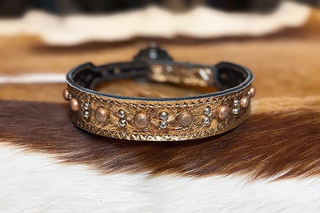 BRONZE STUDDED LEATHER DOG COLLAR - Gypsy Jewels By TimberBRONZE STUDDED LEATHER DOG COLLARGypsy Jewels By TimberGypsy Jewels By TimberSDog Collar