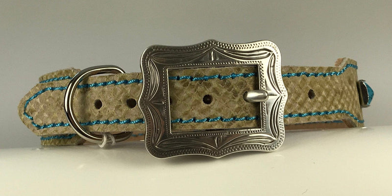 Dog Collar Neutral Tone Faux Lizard Dog Collar- Medium