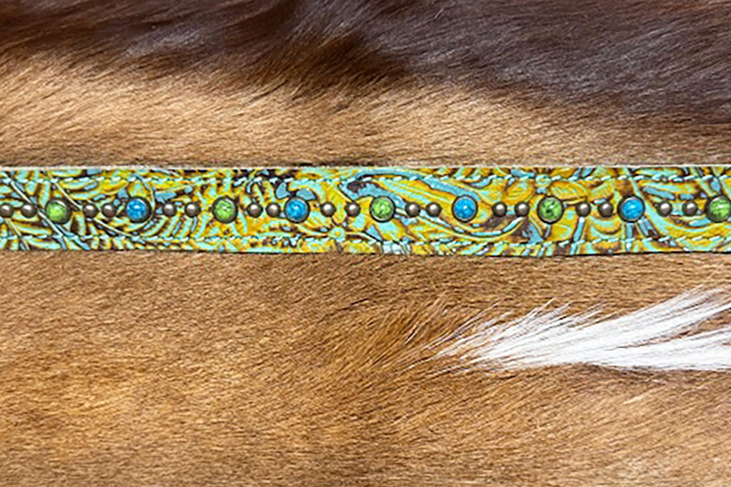 GREEN SWIRL STUDDED LEATHER DOG COLLAR - Gypsy Jewels By TimberGREEN SWIRL STUDDED LEATHER DOG COLLARGypsy Jewels By TimberGypsy Jewels By TimberSDog Collar