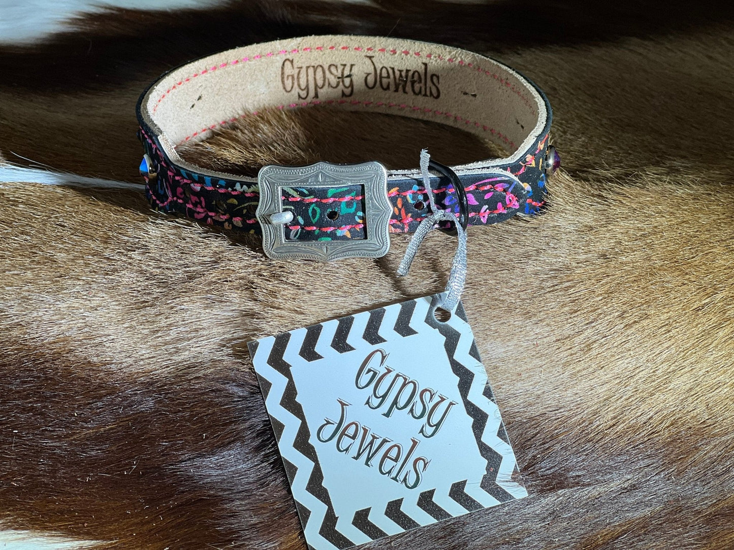 RAINBOW BRIGHT DOG COLLAR! - Gypsy Jewels By TimberRAINBOW BRIGHT DOG COLLAR! - Gypsy Jewels By TimberColorful Floral with SERIOUS BLINGGypsy Jewels By TimberGypsy Jewels By TimberDog CollarGypsy Jewels By TimberGypsy Jewels By TimberDog Collar