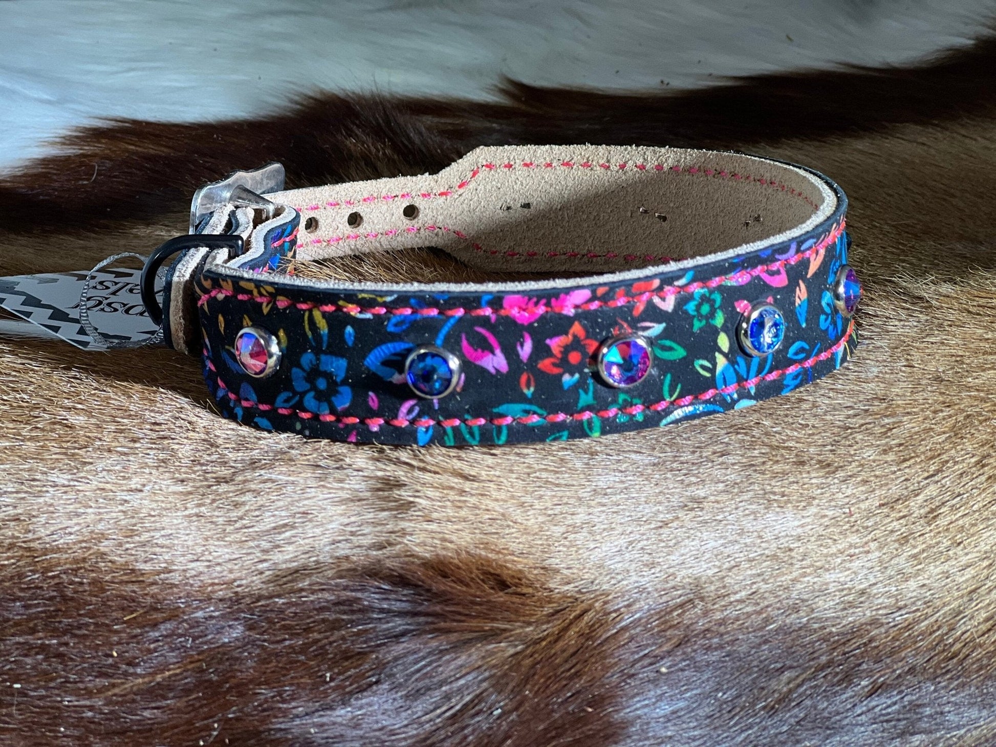 RAINBOW BRIGHT DOG COLLAR! - Gypsy Jewels By TimberRAINBOW BRIGHT DOG COLLAR! - Gypsy Jewels By TimberColorful Floral with SERIOUS BLINGGypsy Jewels By TimberGypsy Jewels By TimberDog CollarGypsy Jewels By TimberGypsy Jewels By TimberDog Collar